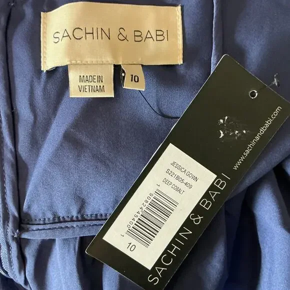 Sachin & Babi Women's Formal Dress Size 10 Blue Chiffon Long A-Line Evening Gown - Picture 10 of 12